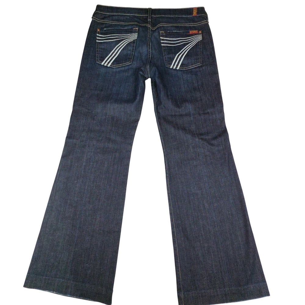 7 For All Mankind Dojo Wide Leg Jeans Womens 35x32 Blue Dark Wash Made in USA
